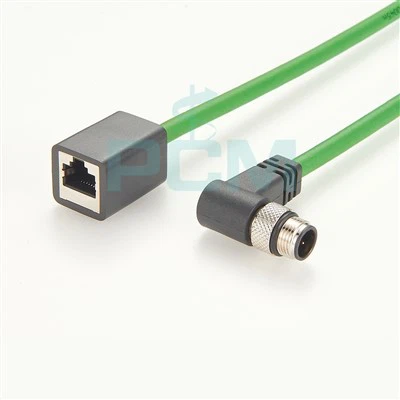 RJ45 kvenkyns til profinet kapall M12 D kóða rétthornstengi High Flex Industrial Ethernet snúru